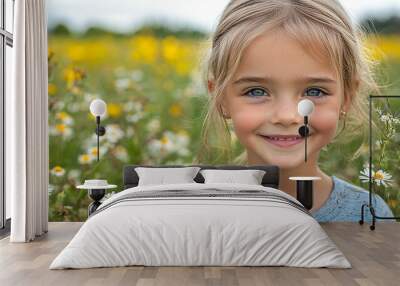 Portrait of a beautiful little girl looking at the camera Wall mural