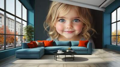 Portrait of a beautiful little girl looking at the camera Wall mural