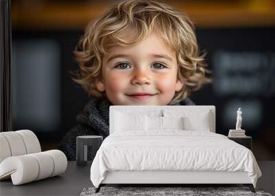 portrait of an white little boy with a smile Wall mural