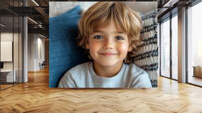 portrait of an white little boy with a smile Wall mural