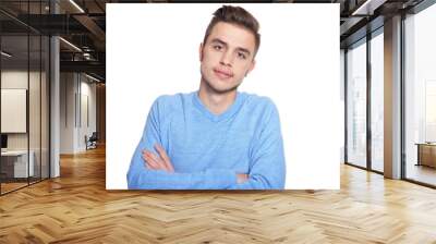 Portrait of handsome man posing on white background Wall mural