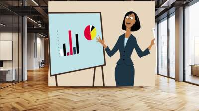 Businesswoman giving a presentation using a board, EPS 8 vector illustration  Wall mural