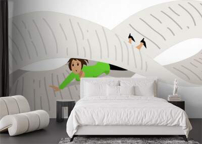 disoriented woman on an endless to-do list, bent into a möbius strip, eps 8 vector illustration Wall mural