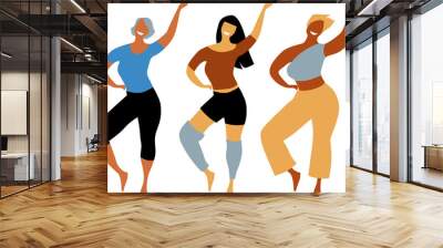 Diverse group of women participating in a dance  workout class,  EPS 8 vector illustration Wall mural