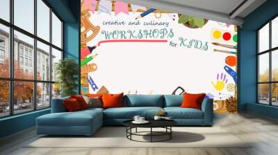 Advertising template: handmade and creative classes for children. Banners. Vector Wall mural