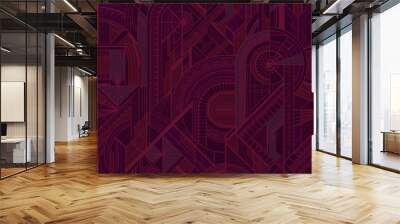 Seamless art deco geometric burgundy pattern Wall mural