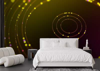 3D illustration of circular paths. Orbital motion abstract background Wall mural