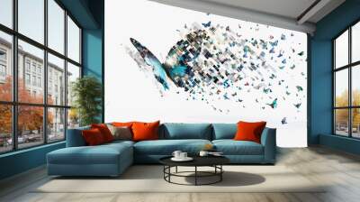 3D mosaic of a butterfly with photo fragments representing innovation Wall mural