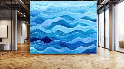 A digitally rendered image of blue and turquoise waves, mimicking a watercolor painting Wall mural