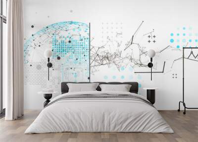 Abstract background on technological and scientific topics. Plexus effect with various techno details with a place under the text. Vector format. Wall mural