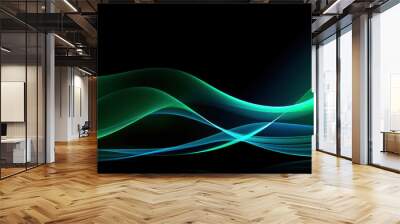 Abstract background with blue and green waves illustration Wall mural