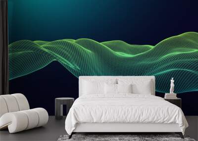 Abstract background with waves. 3D surface. Wall mural