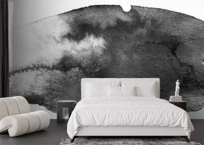 Abstract black ink texture on a white background. watercolor style Wall mural