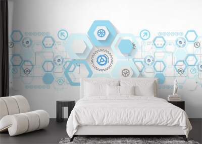 Abstract blue hexagon futuristic background for design works Wall mural