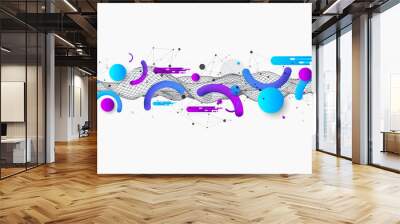 abstract colorful background. wireframe trendy fluid cover design. Wall mural