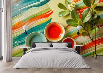 abstract fluid watercolor and acrylic paint texture background Wall mural