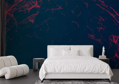 Abstract geometric 3d sphere made of points and lines. Futuristic technology style. Wall mural