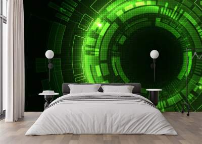 Abstract green digital communication technology background. Wall mural