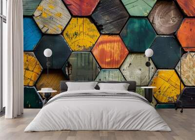 abstract hexagon colorful background Wall mural