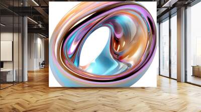 Abstract Liquid Glossy Glass Iridescent PNG Shape Wall mural