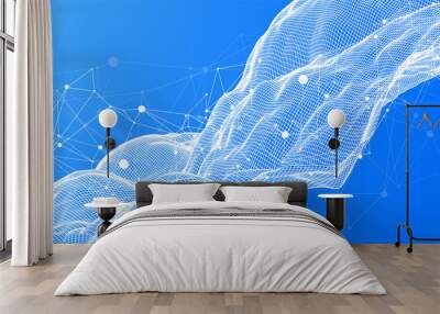 Abstract polygonal vector science background with connecting dots and lines. Wall mural