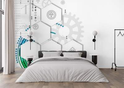 Abstract technological background with various technological ele Wall mural