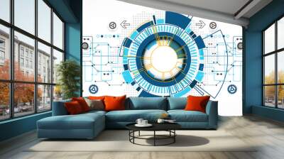 Abstract technological background with various technological ele Wall mural