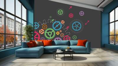 Abstract technology background with colorful gears. Vector illus Wall mural