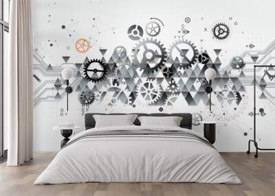 Abstract technology background. Cogwheels ART theme. Wall mural