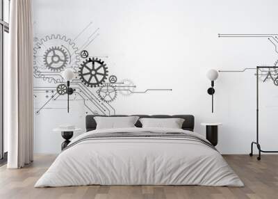 Abstract technology background. Cogwheels theme. Vector illustration Wall mural