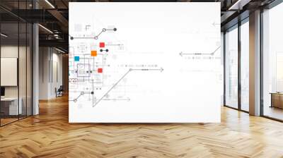 Abstract technology concept. Circuit board, high computer color background. Vector illustration with space for content, web - template, business tech presentation. Wall mural