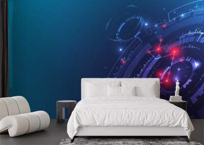 Abstract technology concept. Circuit board, high computer color background. Vector illustration Wall mural