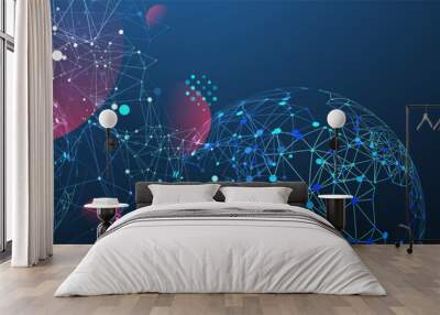 Abstract technology sphere background. Global network concept. Wall mural