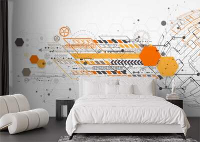 Abstract technology sphere background. Global network consept. Wall mural