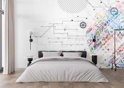 Abstract technology sphere background. Global network consept. Wall mural