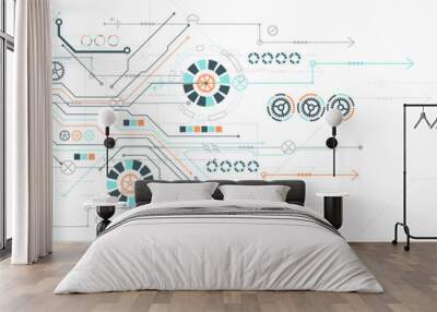 Abstract vector background on a technological theme. Wall mural