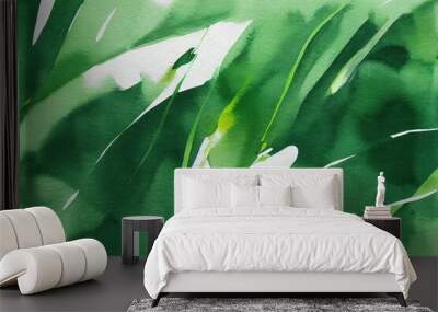 Abstract watercolor background hand-drawn on paper Green watercolor Wall mural