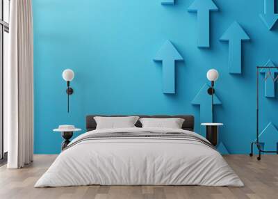 Blue arrows on a blue background. AI. Wall mural