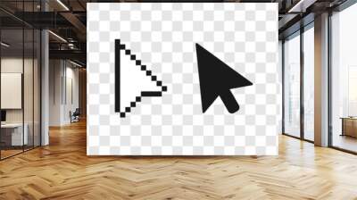 Arrow cursor pointer icon set. Computer mouse cursor on a transparent background. Click web button. Vector illustration. Wall mural