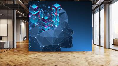 Artificial intelligence (AI) and big data concept. Machine cyber mind.  Technology vector background. Wall mural