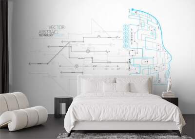 Artificial intelligence concept. Technology background. Vector science illustration Wall mural