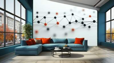 Abstract Network Connection - Black and Red Spheres on White Background Wall mural