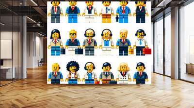 Lego styled business people icon set. Wall mural