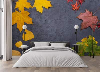 Autumn background with copy space in the middle of leaves Wall mural