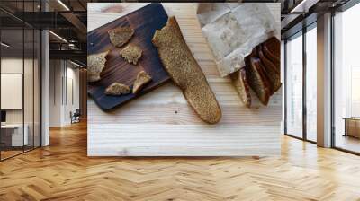 rye toast on a wooden background Wall mural