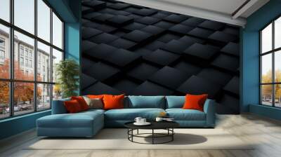 black cubes abstract geometric background 3d illustration Wall mural