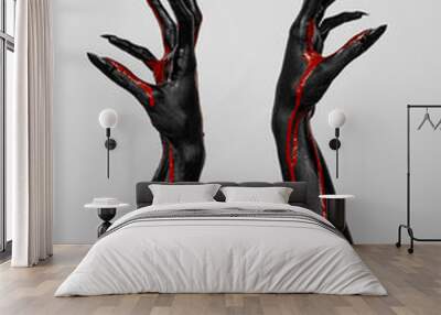 Bloody black hands of death Wall mural