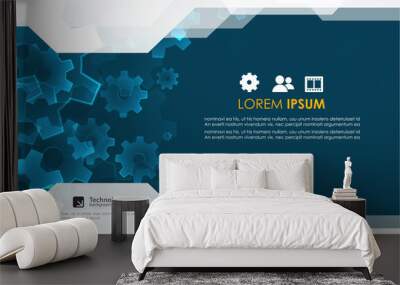 Brochure design template. Gear technology background. Wall mural