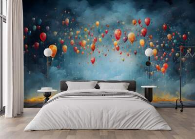 A child with balloons. Illustration of the concept of kindness Wall mural