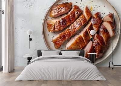 sliced roast duck breasts on a plate Wall mural